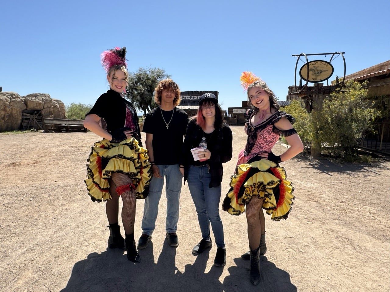 Students Posing with Old Tucson Dancers